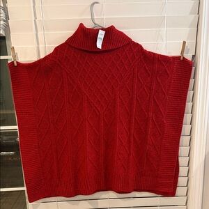 Chic Red Knit LOFT Poncho